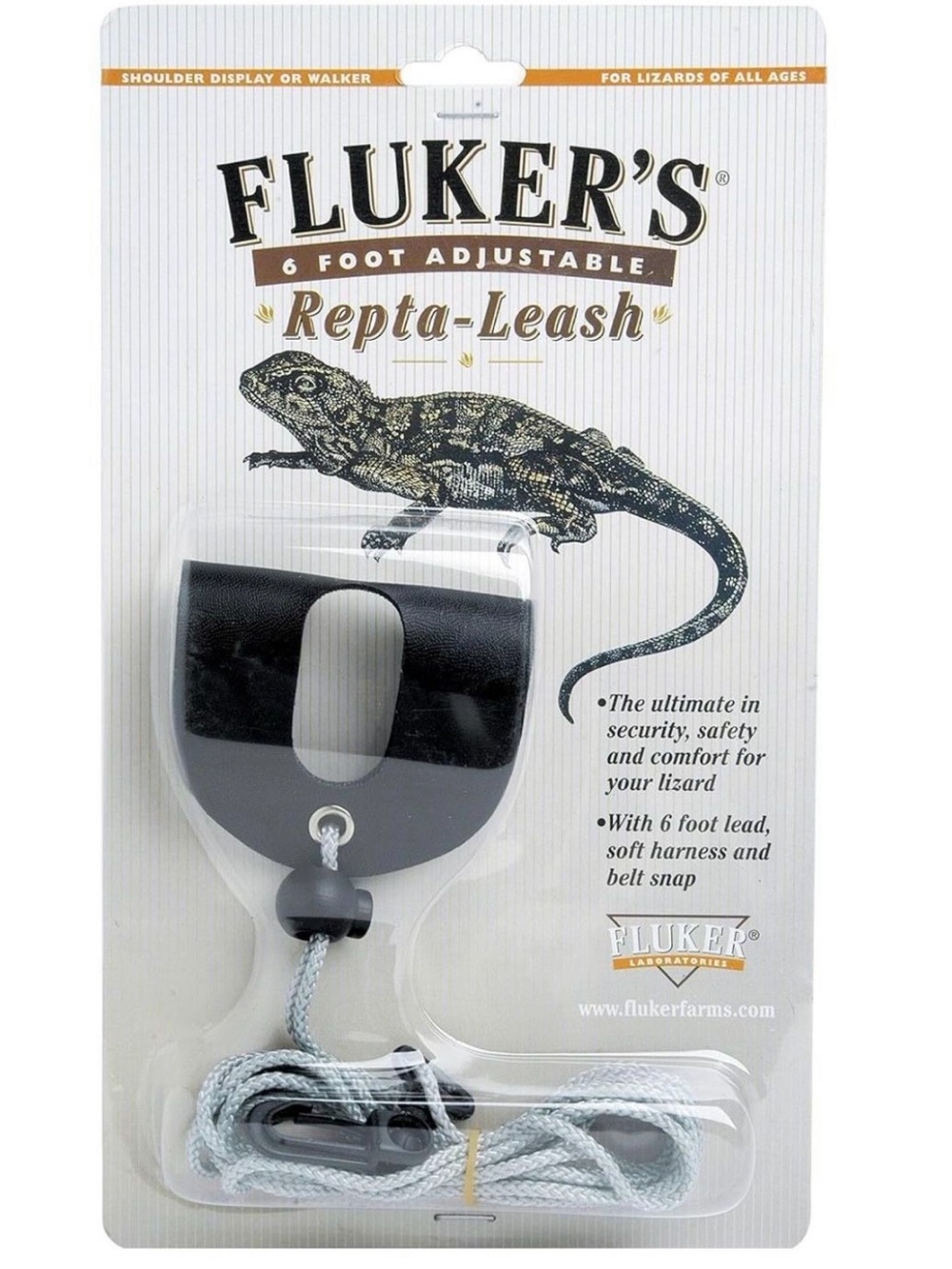 Fluker’s Black Repta-Leash 6-Foot Size Large Adjustable Lizard Harness New #M042